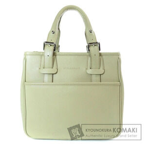 Burberry logo embossed leather tote bag